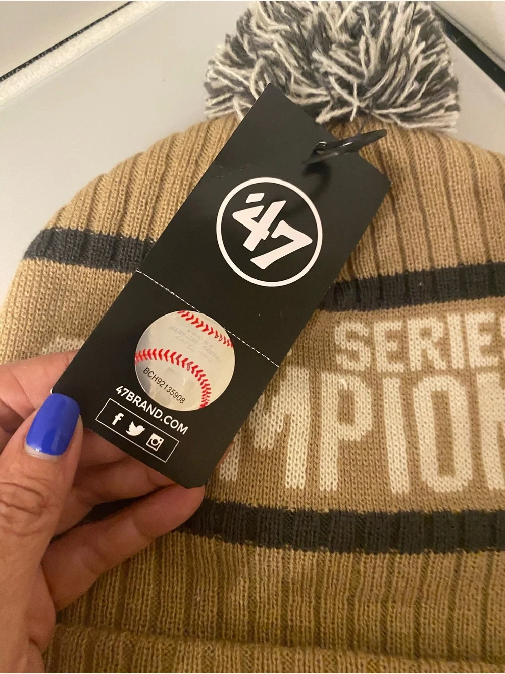 NWT 47 Texas Rangers Knit MLB 2023 World Series Champion Beanie in Tan cream mix